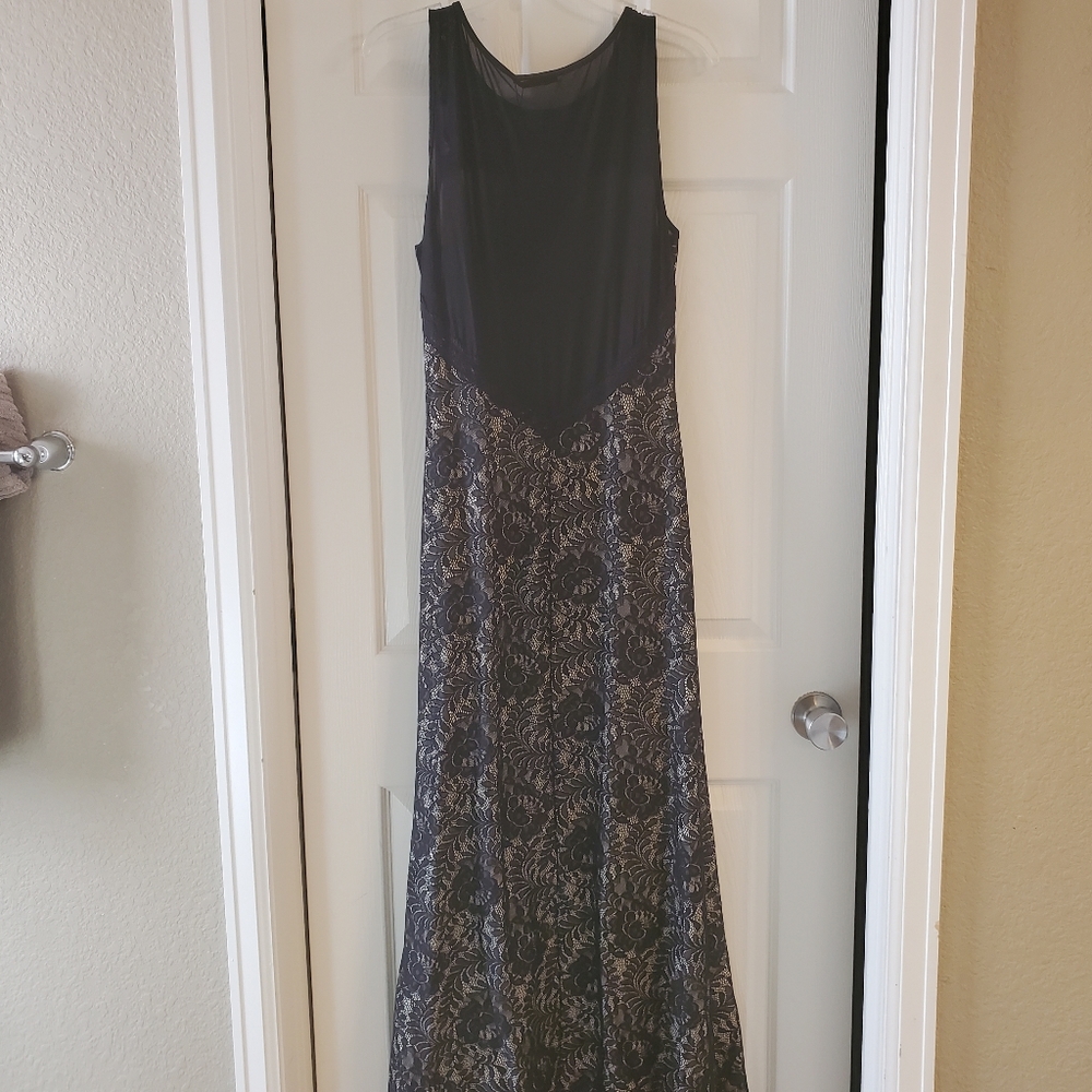 Black and cream evening dress